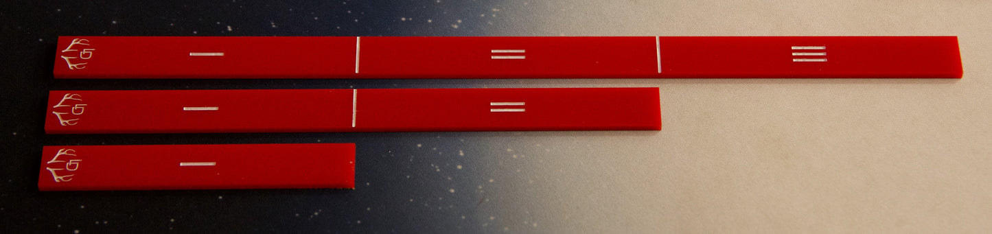 Acrylic X-Wing 2.0 movement template and range ruler set
